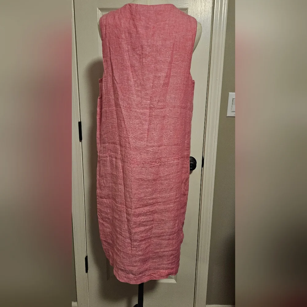 NWT J. McLaughlin Rue Dress: Linen/sleeveless: Color- Peony: Size-Large - Picture 5 of 14